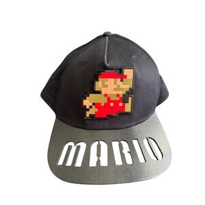 Mario 8 Bit Cut Out Name Bill Snapback‎ Hat Mario Brothers NWOT
